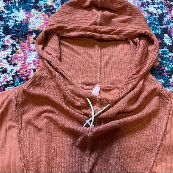 Free People Movement Hooded Tap In Layering Top Womens Small Orange - Picture 7 of 10